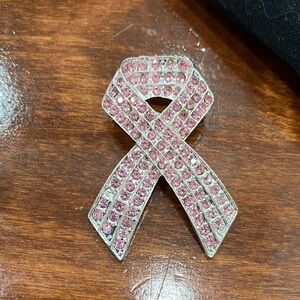 Pink Ribbon Crystal Brooch